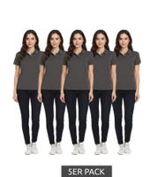 5-Pack ELEVATE Helios Women's Polo Shirt, Cotton Pique Knit, 180 g/m², 3810789, Dark Gray