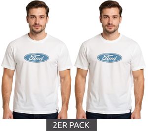 2er Sparpack RE:COVERED X FORD Herren T-Shirt mit Ford Torino-Print Baumwoll-Shirt Rundhals-Shirt RCFRD504 Ecru-Weiß 2er Sparpack RE:COVERED X FORD Herren T-Shirt mit Ford Torino-Print Baumwoll-Shirt Rundhals-Shirt RCFRD504 Ecru-Weiß