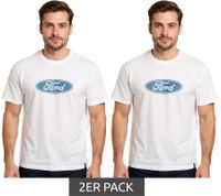 Camiseta RE:COVERED X FORD para hombre con estampado Ford Torino, cuello redondo de algodón, RCFRD504, color crudo-blanco