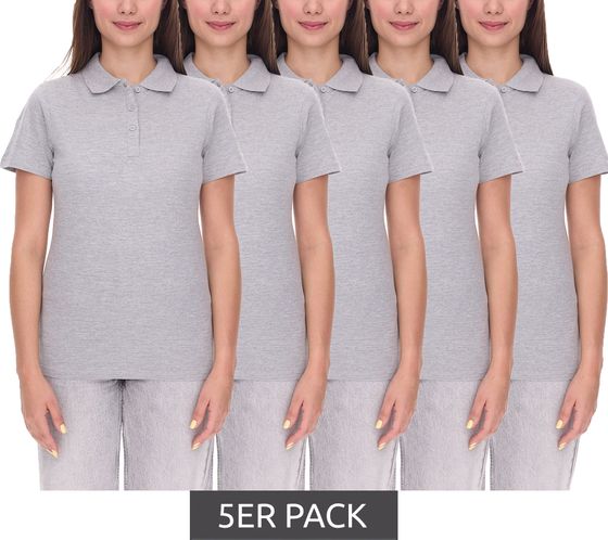 5-Pack ELEVATE Helios Women's Polo Shirt, Cotton Pique Knit, 180 g/m², 3810794 Gray