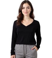 ZEGY Damen Pullover dünner Longsleeve mit V-Ausschnitt Sommer-Shirt 1078 in Schwarz oder Weiß