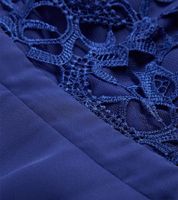 verträumtes Damen Abend-Kleid mit schöner Spitze und Häkelbesatz Mini-Kleid 931026 Blau