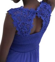 verträumtes Damen Abend-Kleid mit schöner Spitze und Häkelbesatz Mini-Kleid 931026 Blau