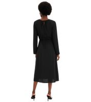 Minimalistisches Damen Satin-Kleid mit langen Ärmeln Maxi-Kleid 911211 Schwarz  Minimalistisches Damen Satin-Kleid mit langen Ärmeln Maxi-Kleid 911211 Schwarz