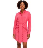 stylisches Damen Mini-Kleid Sommer-Kleid mit Hemdkragen und Fledermausärmeln 934479 Pink