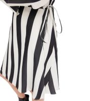 Schönes Streifenkleid für Damen Wickel-Kleid mit V-Ausschnitt Mini-Kleid 978829 Schwarz/Weiß