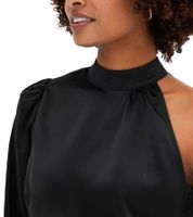 Stylisches Damen One-Shoulder-Kleid aus glänzendem Satin Mini-Kleid Satin-Kleid 919324 Schwarz