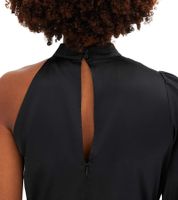 Stylisches Damen One-Shoulder-Kleid aus glänzendem Satin Mini-Kleid Satin-Kleid 919324 Schwarz