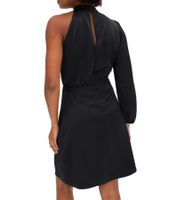 Stylisches Damen One-Shoulder-Kleid aus glänzendem Satin Mini-Kleid Satin-Kleid 919324 Schwarz