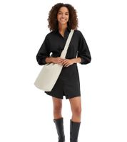 modisches Damen Mini-Kleid mit Hemdkragen Langarm-Kleid 932396 Schwarz