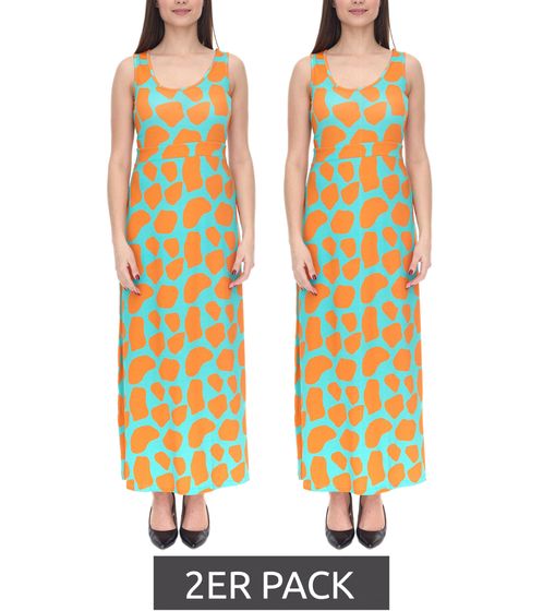 Vestido maxi Aniston CASUAL para mujer (pack de 2) con estampado colorido, color turquesa/naranja