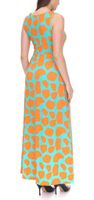2er Pack Aniston CASUAL Damen Jersey-Kleid mit farbenfrohen Druck Maxi-Kleid Türkis/Orange