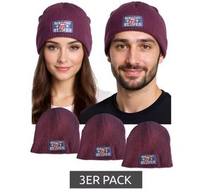 3er Pack Rolling Stones Beanie kuschelige Frühlings-Mütze gemütlicher Strick-Beanie Fan-Artikel KC100589RST Weinrot/Blau 3er Pack Rolling Stones Beanie kuschelige Frühlings-Mütze gemütlicher Strick-Beanie Fan-Artikel KC100589RST Weinrot/Blau