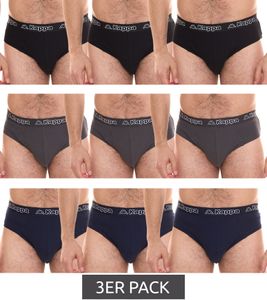 3er Sparpack Kappa Herren Slip mit Baumwoll-Stretch Unterwäsche mit Logobund Unterhose 711167 Schwarz, Blau oder Grau 3er Sparpack Kappa Herren Slip mit Baumwoll-Stretch Unterwäsche mit Logobund Unterhose 711167 Schwarz, Blau oder Grau