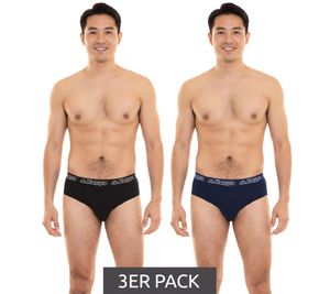 Confezione da 3 slip uomo Kappa con intimo in cotone elasticizzato con elastico in vita logato 711167 nero, blu o grigio