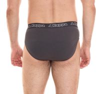 3er Sparpack Kappa Herren Slip mit Baumwoll-Stretch Unterwäsche mit Logobund Unterhose 711167 Schwarz, Blau oder Grau