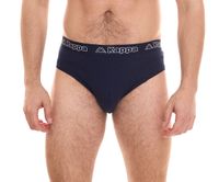 3er Sparpack Kappa Herren Slip mit Baumwoll-Stretch Unterwäsche mit Logobund Unterhose 711167 Schwarz, Blau oder Grau