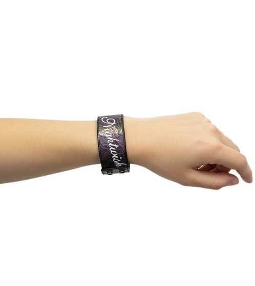Bracciale Nightwish in Symphonic Metal con Logo e Scritta in Pelle, Viola