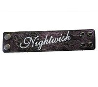 Pulsera Nightwish de metal sinfónico con letras del logo, pulsera de cuero morada