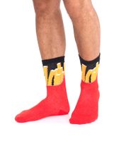 4 pares de calcetines de algodón TASTIQ con estampado de patatas fritas, calcetines largos en una elegante caja de regalo con bolsa para patatas fritas TAS/1/CSX2/FRI, rojo/amarillo/negro/azul claro