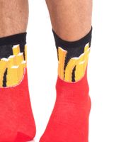 4 pares de calcetines de algodón TASTIQ con estampado de patatas fritas, calcetines largos en una elegante caja de regalo con bolsa para patatas fritas TAS/1/CSX2/FRI, rojo/amarillo/negro/azul claro