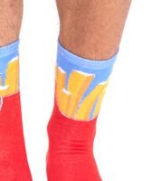 4 pares de calcetines de algodón TASTIQ con estampado de patatas fritas, calcetines largos en una elegante caja de regalo con bolsa para patatas fritas TAS/1/CSX2/FRI, rojo/amarillo/negro/azul claro
