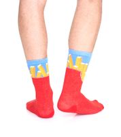 4 pares de calcetines de algodón TASTIQ con estampado de patatas fritas, calcetines largos en una elegante caja de regalo con bolsa para patatas fritas TAS/1/CSX2/FRI, rojo/amarillo/negro/azul claro