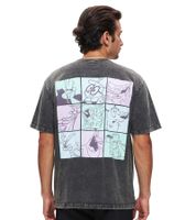 RE:COVERED X Cartoon Network Herren T-Shirt mit Comic Print Baumwoll-Shirt Rundhals-Shirt Grau oder Weiß
