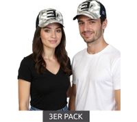 3er Sparpack Eminem Unisex Trucker-Cap mit Logo-Stickerei im Camouflage-Look Baseball-Cap TC102253EMM Schwarz/Weiß/Grau