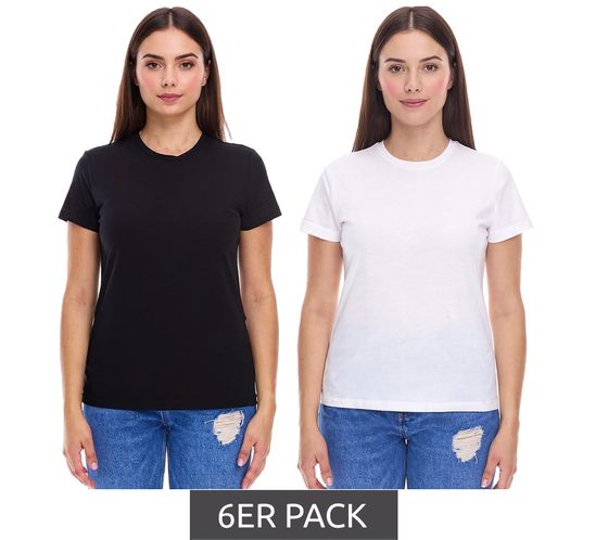 Confezione da 6 t-shirt da donna PUMA Blank Base, t-shirt in cotone sostenibile, t-shirt sportiva, t-shirt fitness, 678258, nero o bianco