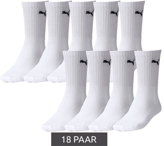 18 Paar PUMA schlichte Sport-Socken Baumwoll-Socken Tennis-Socken lange Strümpfe 7308 300 Weiß