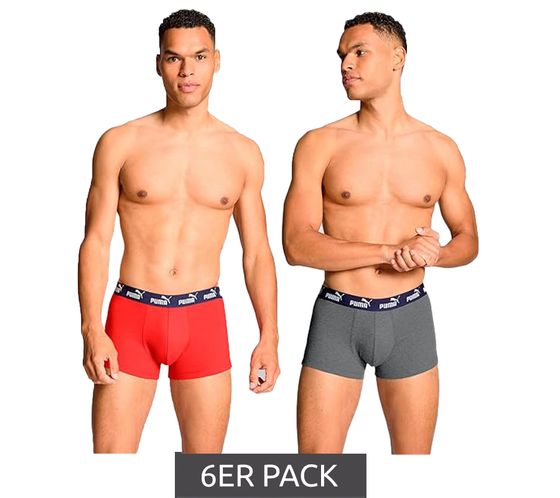 Confezione da 6 boxer da uomo in cotone PUMA Everyday Basic 701232894 003 Grigio/Rosso