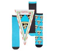 6 Paar TASTIQ Baumwoll-Socken mit Pizza-Print lange Strümpfe in stylischer Pizza-Geschenkbox fresh Socks Tas/1/CSX3/PIZ Blau/Schwarz/ Gelb
