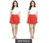 2er Sparpack COURSE Damen Mini-Rock Jersey-Rock mit Gummizug ausgestellter Sommer-Rock Rot