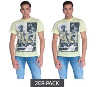 2er Sparpack COURSE Herren T-Shirt mit großem Muhammad Ali Aufdruck Baumwoll-Shirt Rundhals-Shirt 900530 Gelb