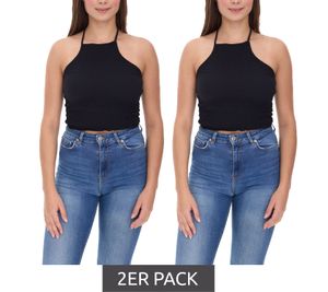 2er Sparpack COURSE Damen Crop Top stylisches Sommer-Shirt Tank-Top 900679 Schwarz 2er Sparpack COURSE Damen Crop Top stylisches Sommer-Shirt Tank-Top 900679 Schwarz