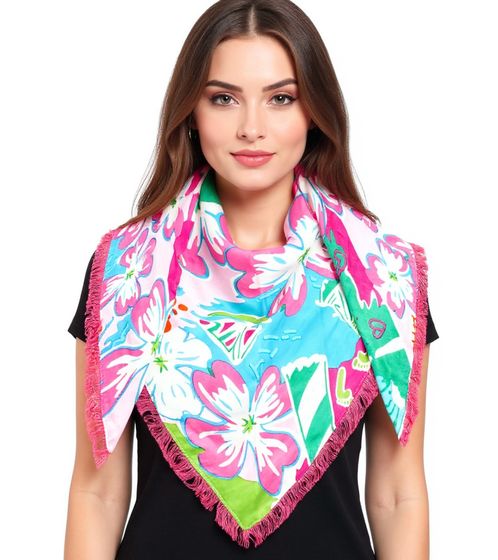 ZWILLINGSHERZ Lovely Flower triangular scarf with colorful floral pattern, fashion scarf 30012-21 pink/multicolored