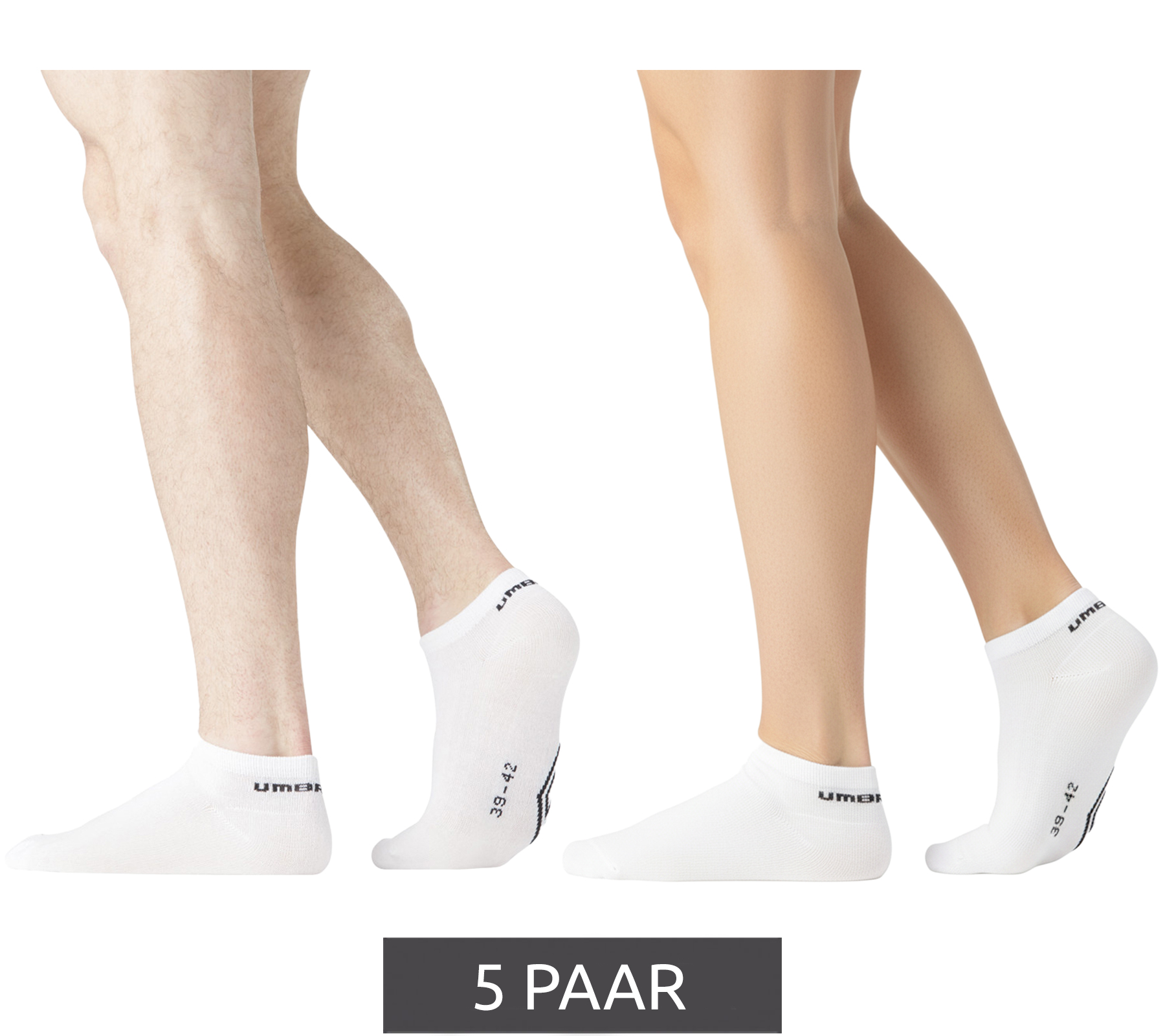 5 Paar umbro Sport Socks Sneaker-Socken für Damen und Herren Strümpfe Oeko-Tex Standard 100 UMG/1/TC5/FX6 Weiß