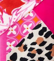 Bufanda triangular ZWILLINGSHERZ con estampado de leopardo y flores silvestres, 3014D-0204-14 rosa/multicolor
