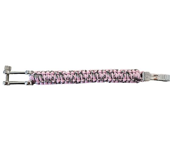 Bracciale Paracord I-BRACE, Bracciale di Sopravvivenza Intrecciato in Corda da Paracadute Antistrappo Rosa