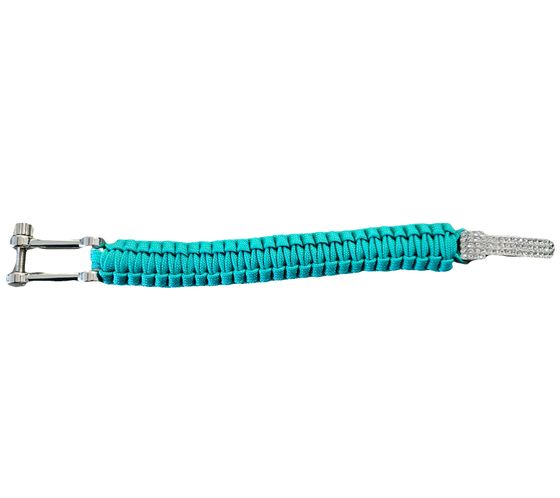 Bracciale I-BRACE in Paracord, Corda di Sopravvivenza Intrecciata in un Braccialetto in Corda da Paracadute Antistrappo 550 Turchese
