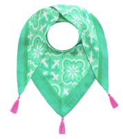 ZWILLINGSHERZ Antike Dreiecks-Tuch mit Ornamenten und Fransen Mode-Tuch 3014D-3010-64 Grün/Pink/Weiß