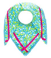 Écharpe triangulaire ZWILLINGSHERZ à franges et motif gouttes colorées, écharpe tendance 3014D-0204-73 Bleu/Vert/Rose