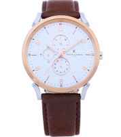 Pierre Cardin Herren Armband-Uhr mit Multi-Ziffernblatt analoge Quarz-Uhr 3ATM 44mm mit Leder-Armband in Braun/Rosegold/Silber oder mit Textil-Armband in Schwarz/Kupfer
