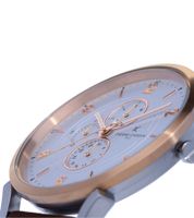 Pierre Cardin Herren Armband-Uhr mit Multi-Ziffernblatt analoge Quarz-Uhr 3ATM 44mm mit Leder-Armband in Braun/Rosegold/Silber oder mit Textil-Armband in Schwarz/Kupfer