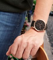 Pierre Cardin Herren Armband-Uhr mit Multi-Ziffernblatt analoge Quarz-Uhr 3ATM 44mm mit Leder-Armband in Braun/Rosegold/Silber oder mit Textil-Armband in Schwarz/Kupfer