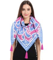 ZWILLINGSHERZ Steurrad Dreiecks-Tuch im maritimen Design und Moin Moin Schriftzug Mode-Tuch 3014D-1011-8 Blau/Pink/Weiß