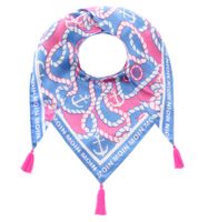 ZWILLINGSHERZ Steurrad Dreiecks-Tuch im maritimen Design und Moin Moin Schriftzug Mode-Tuch 3014D-1011-8 Blau/Pink/Weiß