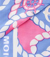 ZWILLINGSHERZ Steurrad Dreiecks-Tuch im maritimen Design und Moin Moin Schriftzug Mode-Tuch 3014D-1011-8 Blau/Pink/Weiß