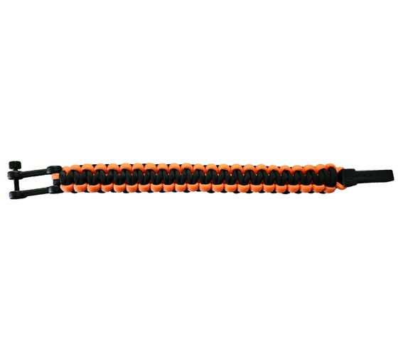 I-BRACE Paracord Bracelet, Survival Rope Braided from Tear-Resistant Parachute Cord, Black/Orange